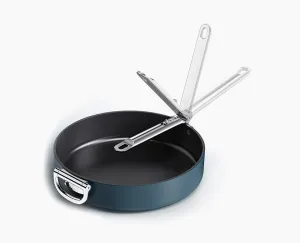Space Folding Handle Ceramic Non-stick 30cm Blue Frying Pan