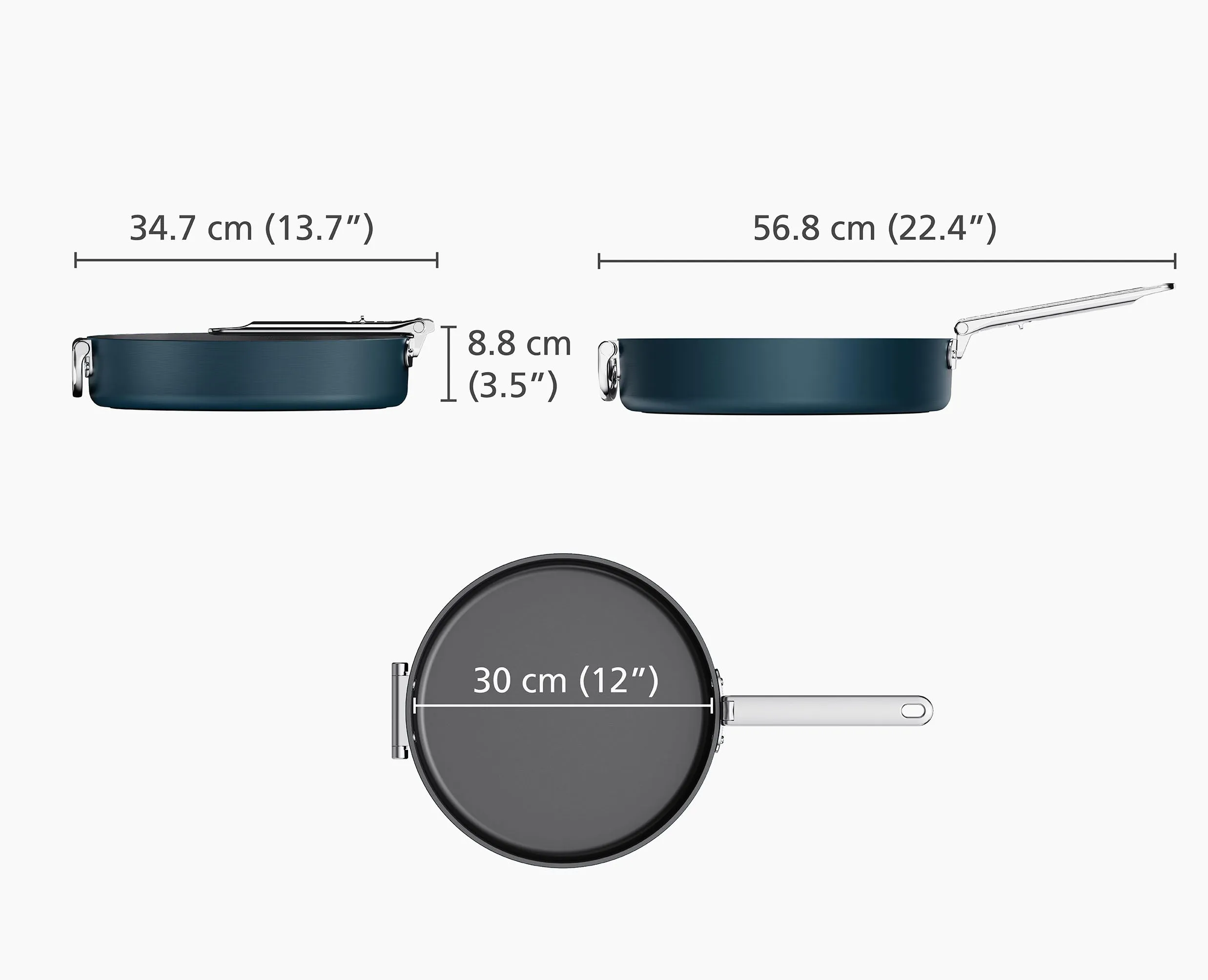 Space Folding Handle Ceramic Non-stick 30cm Blue Frying Pan