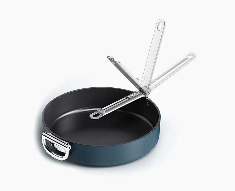 Space Folding Handle Ceramic Non-stick 30cm Blue Frying Pan