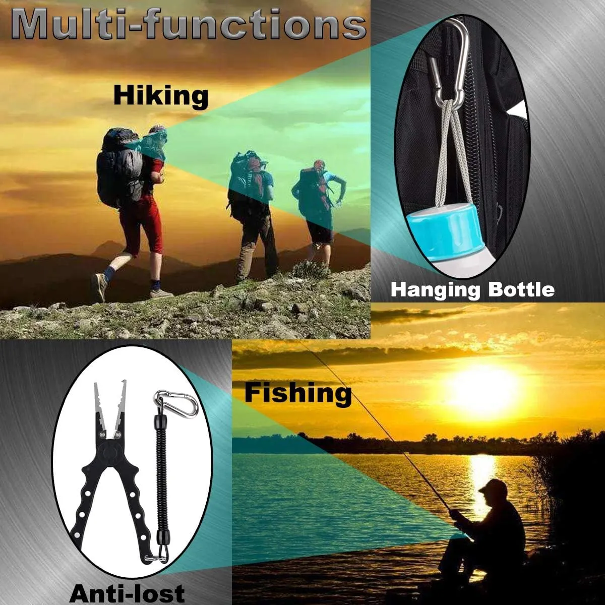 Spring Snap Hook, Lsqurel 304 Stainless Steel Carabiner Steel Clips Keychain Heavy Duty Quick Link for Camping Hiking Traveling
