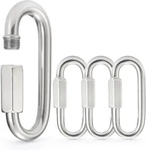 Sprookber Stainless Steel Quick Links - 304 Heavy Duty Chain Connector, Screw Locking Carabiner, Hooks, Set of 4