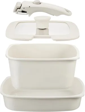 Square Non-Stick Cookware Set - 4Pcs Ceramic Pots & Pans with Detachable Handle, Healthy Non-Toxic & Dishwasher Safe - Space-Saving Design for RV, Camping, Perfect for Pancakes, Bacon & Family Cooking