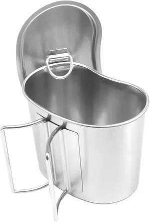 Stainless Steel Camping Cup with Foldable Handle 700ml Water Coffee Mug Cooking Cup with Lid Outdoor Cookware