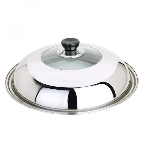 Stainless Steel Cooking Pan Cover Visible Replaced Lid for Frying Wok Pot - 30cm