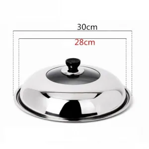 Stainless Steel Cooking Pan Cover Visible Replaced Lid for Frying Wok Pot - 30cm
