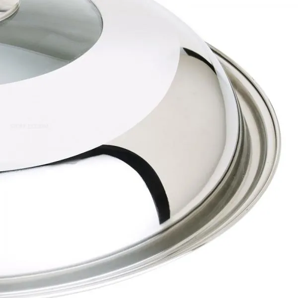 Stainless Steel Cooking Pan Cover Visible Replaced Lid for Frying Wok Pot - 30cm