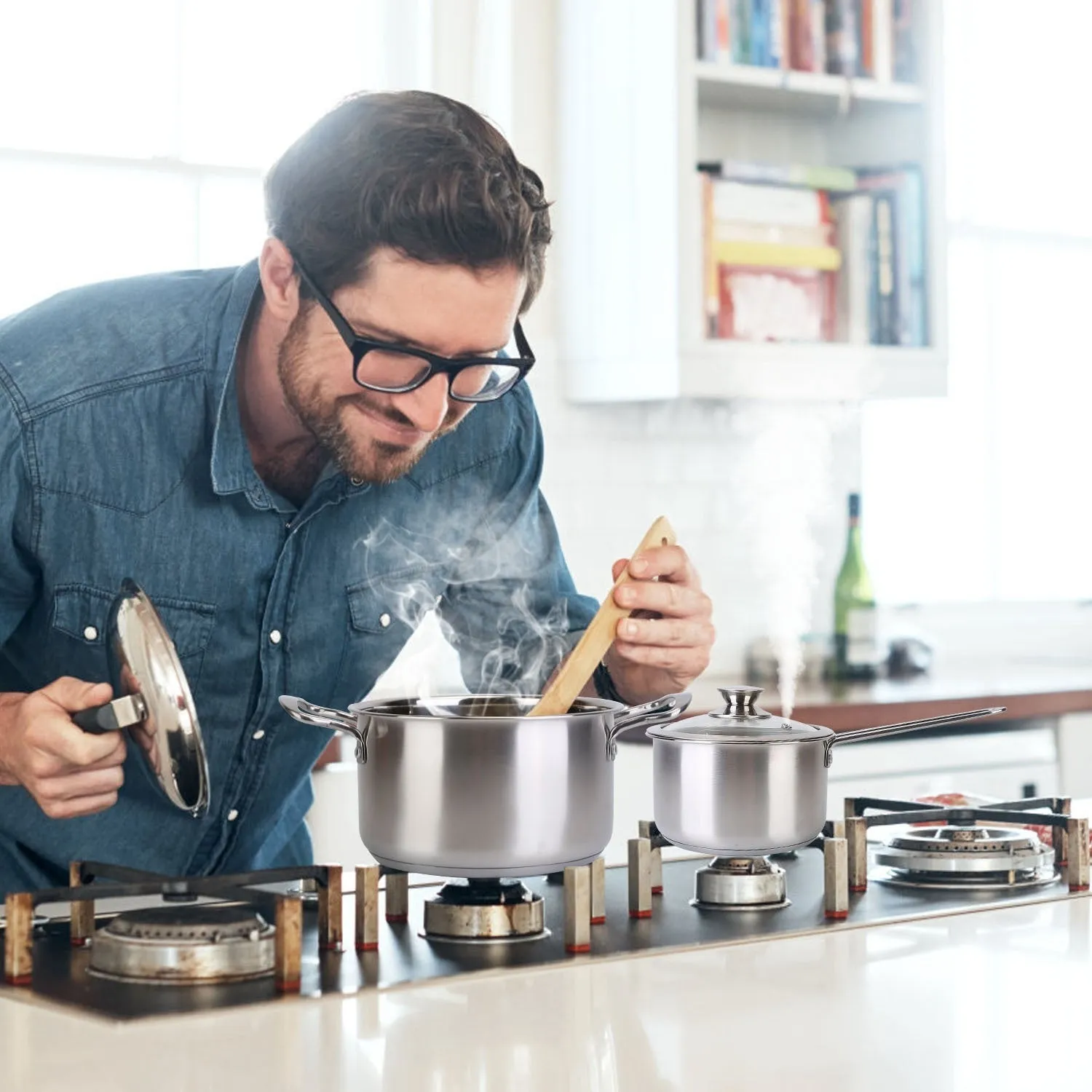 Stainless Steel Cookware Set Fast Even Heat Induction Pots Pans Set