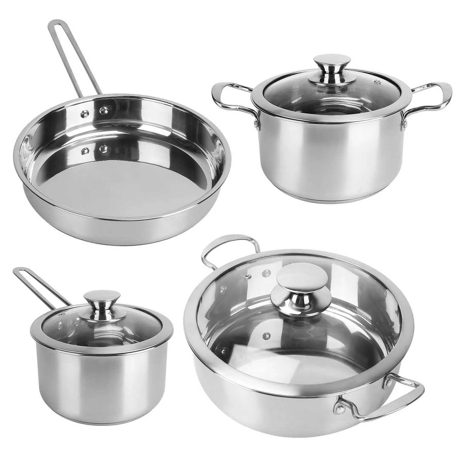 Stainless Steel Cookware Set Fast Even Heat Induction Pots Pans Set