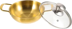 Stainless Steel Hot Pot with Double Handles Cooking Pot for Kitchen and Outdoor Use and Heat Resistant Cookware for Picnics and Camping