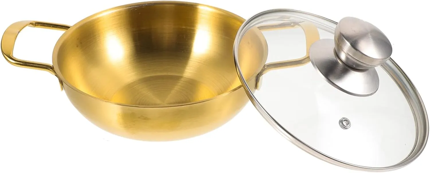 Stainless Steel Hot Pot with Double Handles Cooking Pot for Kitchen and Outdoor Use and Heat Resistant Cookware for Picnics and Camping