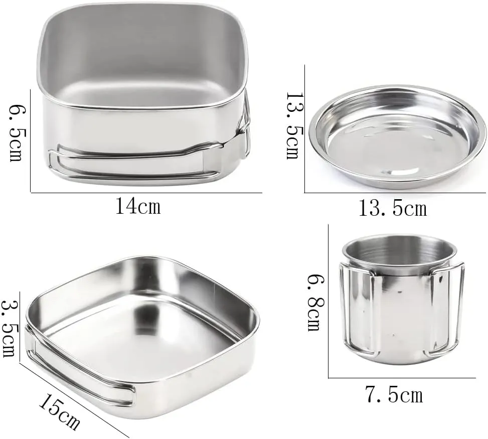 Stainless Steel Outdoor Pot Set Hiking Travel Mountaineering Camping Equipment Picnic Cookware Cooking Supplies