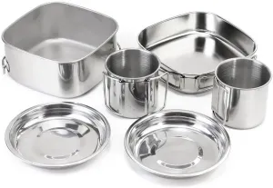 Stainless Steel Outdoor Pot Set Hiking Travel Mountaineering Camping Equipment Picnic Cookware Cooking Supplies