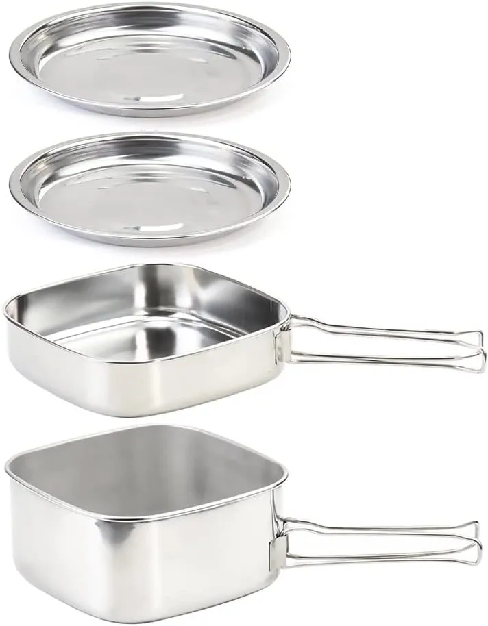 Stainless Steel Outdoor Pot Set Hiking Travel Mountaineering Camping Equipment Picnic Cookware Cooking Supplies