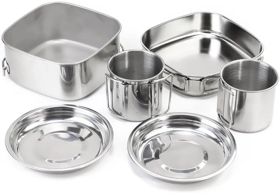 Stainless Steel Outdoor Pot Set Hiking Travel Mountaineering Camping Equipment Picnic Cookware Cooking Supplies