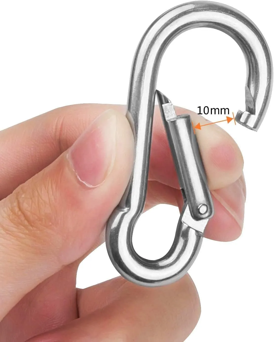 Stainless Steel Spring Snap Hook Carabiner M6 M8 M10 Heavy Duty Carabiner Clip Spring Clips Keychain 5/16 Inch Quick Links for Backpack, Hammocks, Camping, Swing(16/30/10PCS)