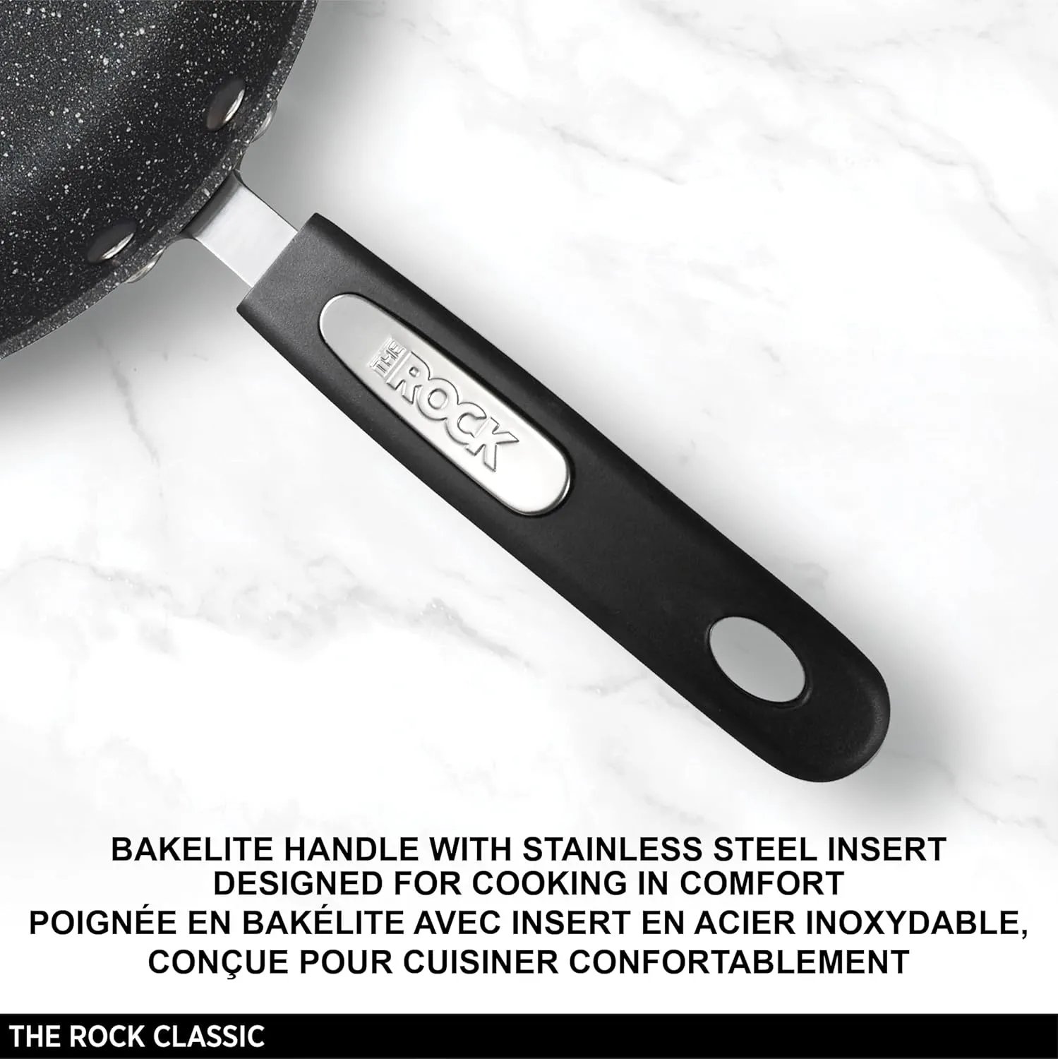 Starfrit The Rock 24 cm (9.5") Non-Stick Fry Pan - Durable Forged Aluminum - Oven Safe - PFOA Free - Easy to Clean - Black