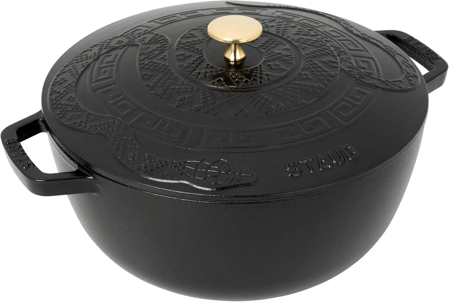 Staub Cast Iron - Specialty Shaped Dutch Ovens 5-qt Essential French Oven w/Snake Lid - Matte Black