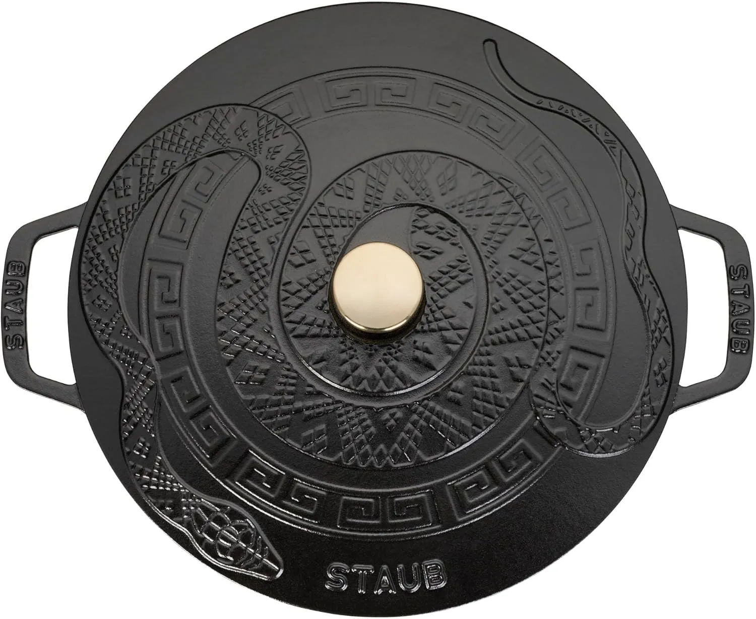 Staub Cast Iron - Specialty Shaped Dutch Ovens 5-qt Essential French Oven w/Snake Lid - Matte Black