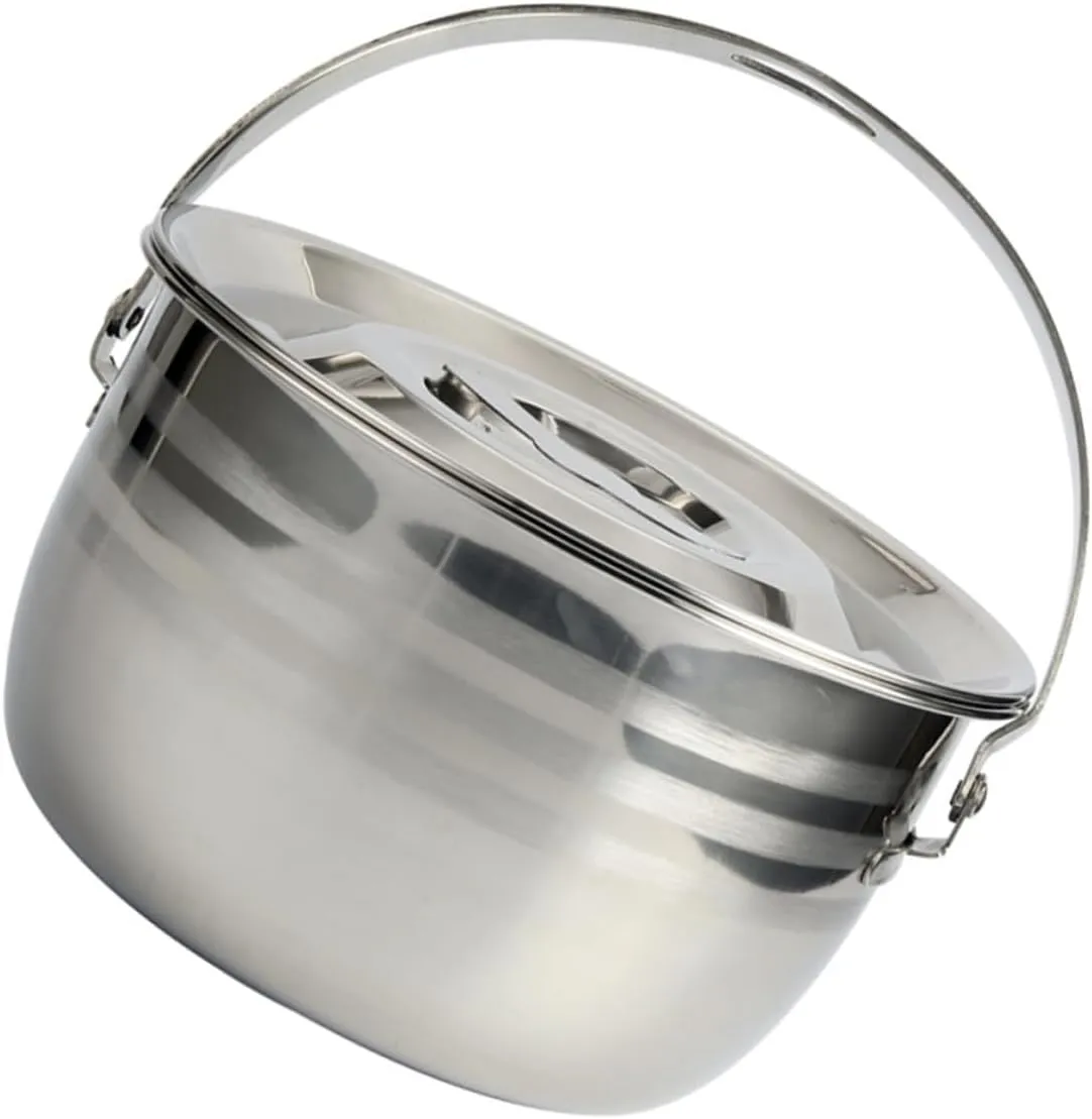 Steel Camp Fire Pot Large Capacity Soup Pot Non Stick Pan for Outdoor Cooking
