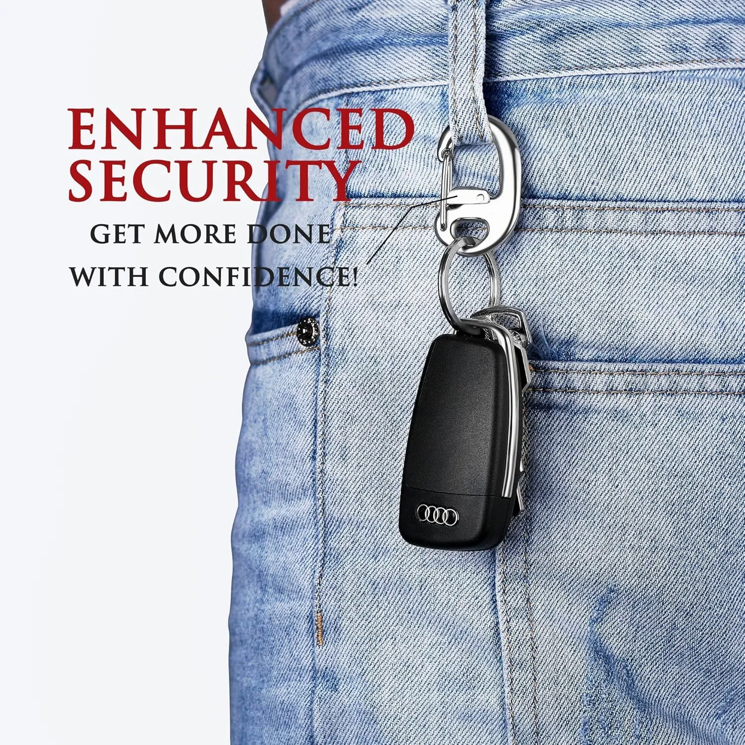 STEEL HAWK Fliplock Stainless Steel Locking Carabiner - Keychain Carabiner with Locking Gate - Carabiner Clip for Keys, Camping Accessories & More – Style
