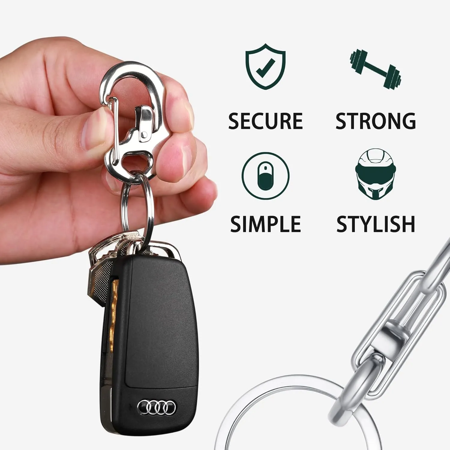 STEEL HAWK Fliplock Stainless Steel Locking Carabiner - Keychain Carabiner with Locking Gate - Carabiner Clip for Keys, Camping Accessories & More – Style