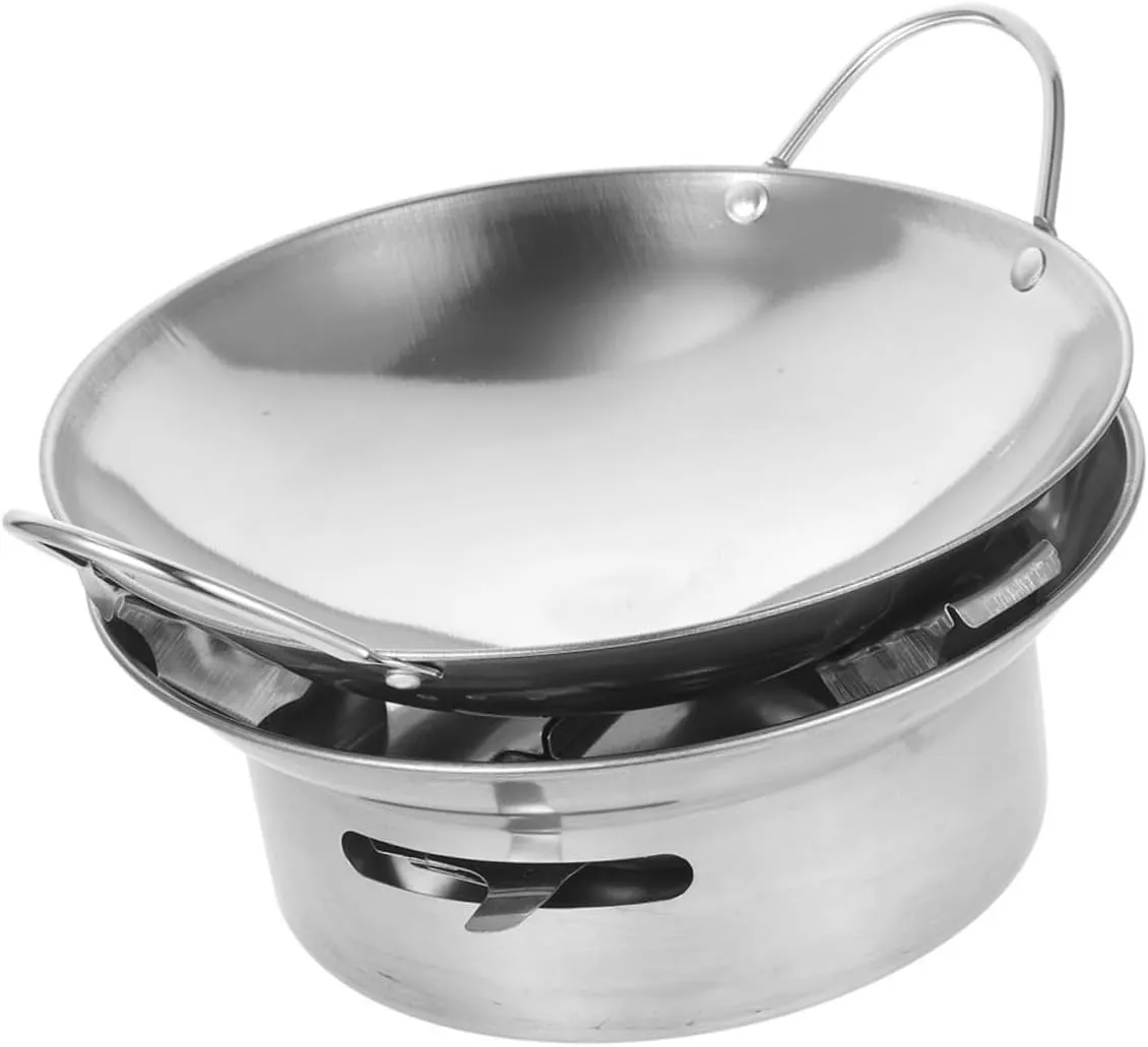 STOBAZA Camping Cooking Equipment Stainless Steel Dry Pot Hot Pot Divider Easy to Clean Perfect for