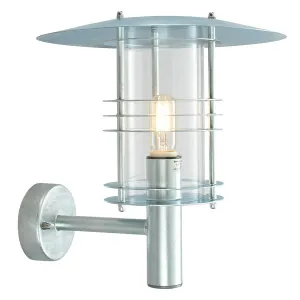 Stockholm 1 Light Grande Wall Lantern - Galvanised  | Galvanised