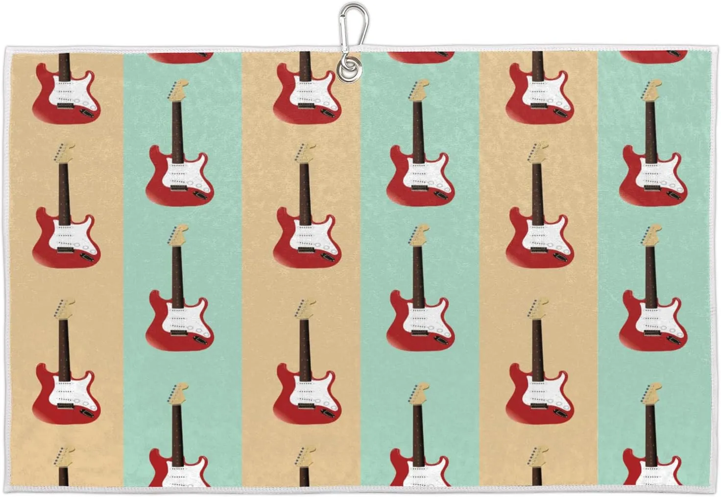 Striped Guitar Golf Towel with Heavy Duty Carabiner Clip Quick Dry Ultra Absorbent Club Ball Cleaning Towel Golf Accessories for Men Women