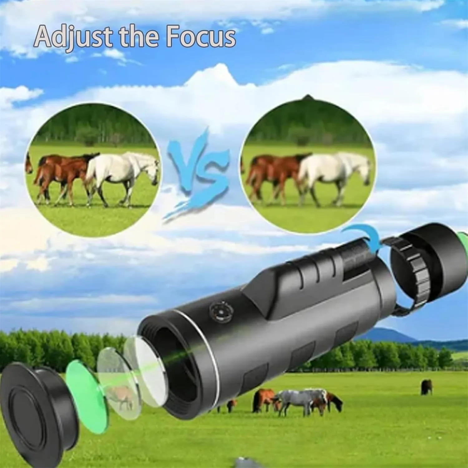 Stscope360 Monocular, Monoculars for Adults Long Range, Portable Night Vision Monocular with Smartphone Adapter & Tripod for Stargazing, Bird Watching, Travel(80 * 100,Green)