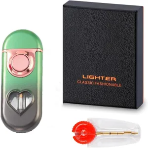 Stylish Dual Flame Lighter with Transparent Fuel Chamber, Adjustable and Windproof, refillable Butane Lighter, Perfect as a Gift for Outdoor Camping Enthusiasts(D)