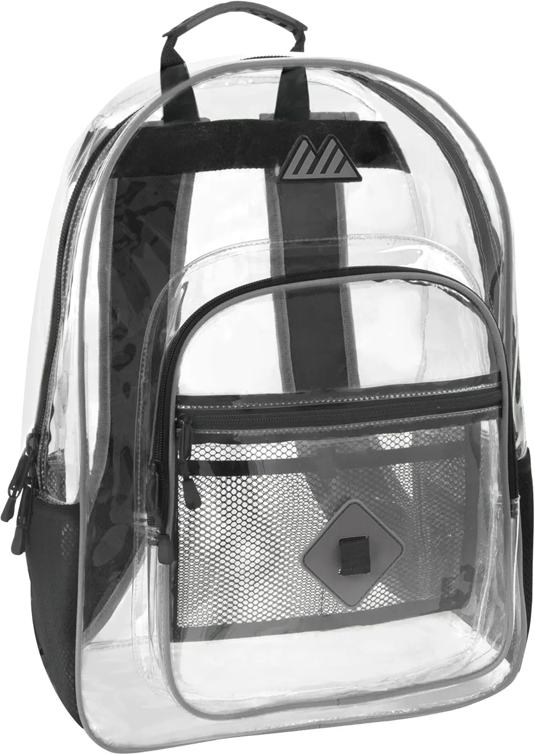 Summit Ridge Clear Waterproof Heavy Duty Stadium Approved Backpack with Water Bottle Holding Pockets, Front Zipper Pocket and Mesh Pocket for Men and Women in Grey