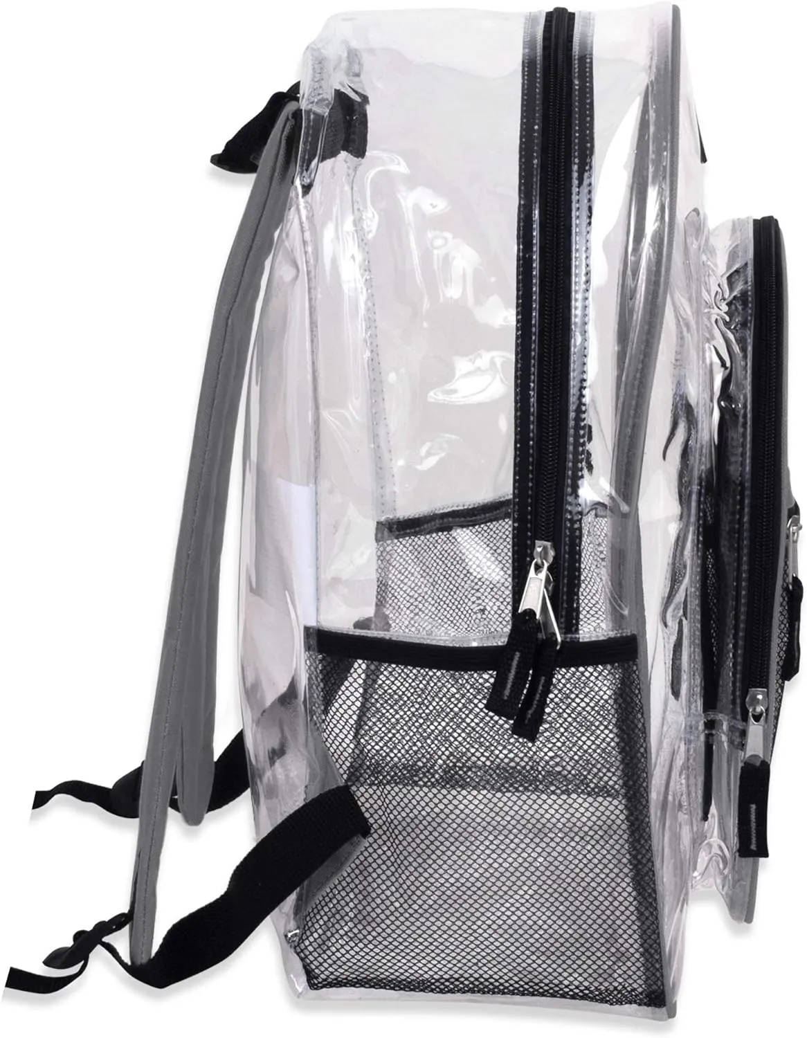 Summit Ridge Clear Waterproof Heavy Duty Stadium Approved Backpack with Water Bottle Holding Pockets, Front Zipper Pocket and Mesh Pocket for Men and Women in Grey