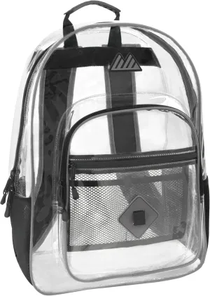 Summit Ridge Clear Waterproof Heavy Duty Stadium Approved Backpack with Water Bottle Holding Pockets, Front Zipper Pocket and Mesh Pocket for Men and Women in Grey