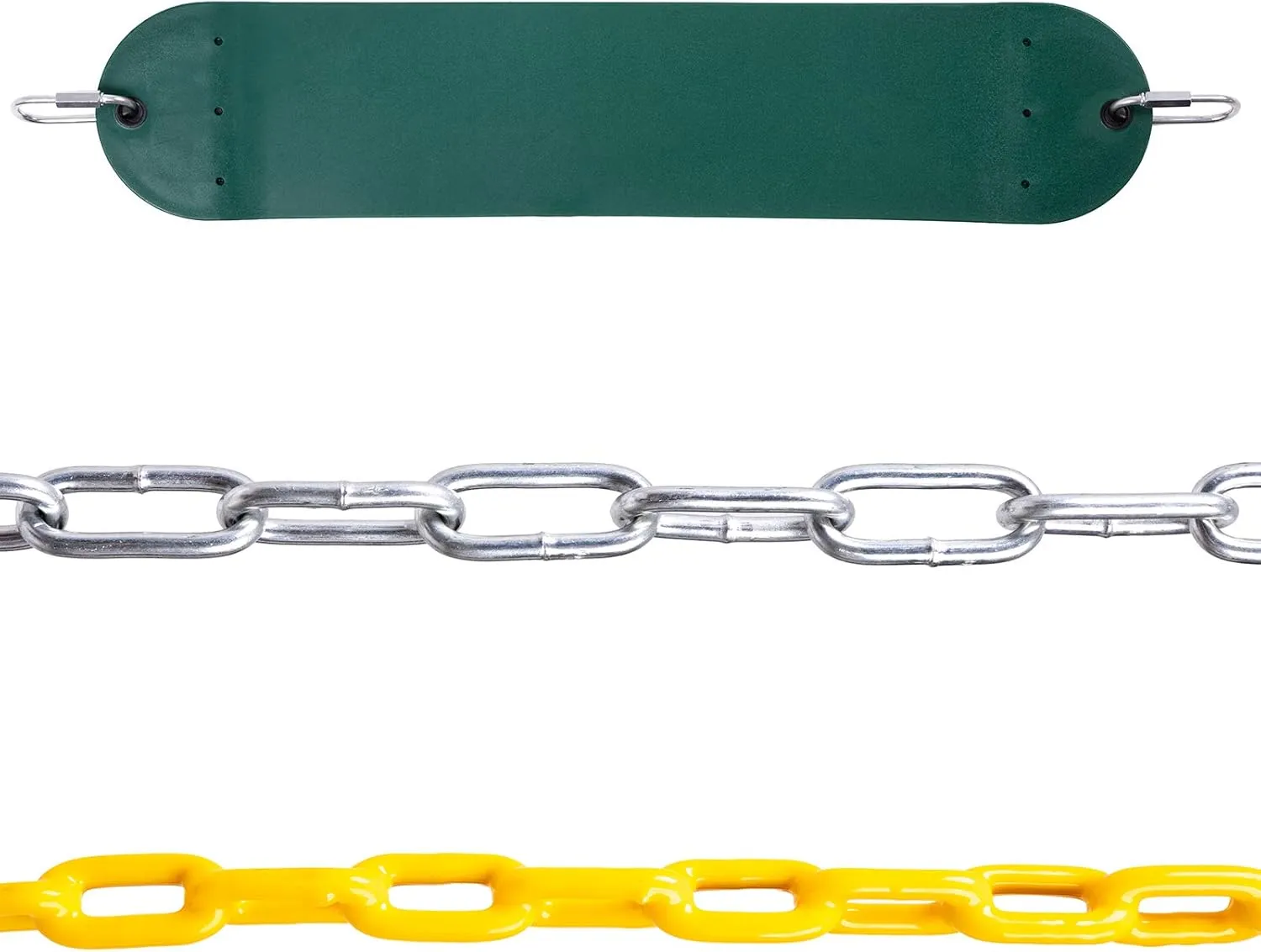 Sunnyglade Swings Seats Heavy Duty with 66" Chain,Playground Swing Set Accessories Replacement with Snap Hooks and Hanging Strap Support 440lb (Green)