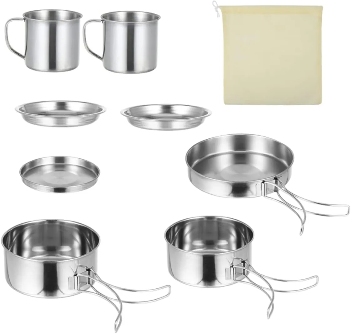 SUPVOX 1Set Outdoor Camping Cookware BBQ Supply Kit for People Compact and Durable Backpacking Cooking for Hiking Picnic and