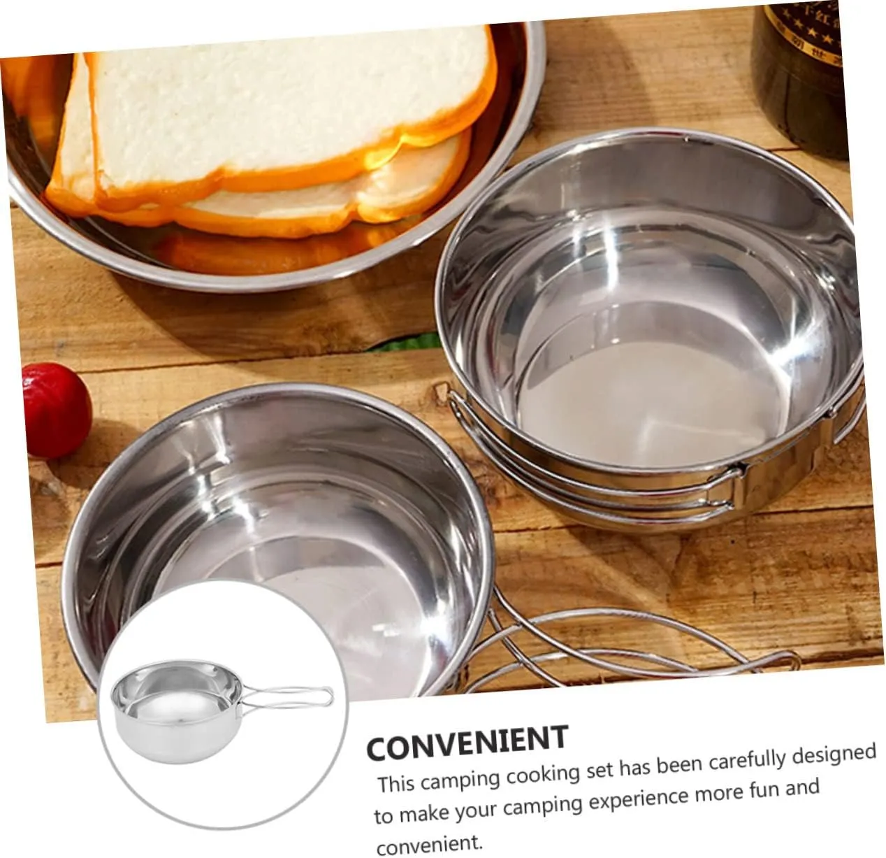 SUPVOX 2 Pcs Outdoor Stainless Steel Bowl Camping Travel Utensils
