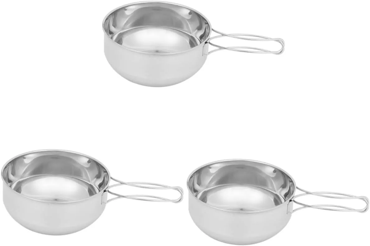 SUPVOX 2 Pcs Outdoor Stainless Steel Bowl Camping Travel Utensils