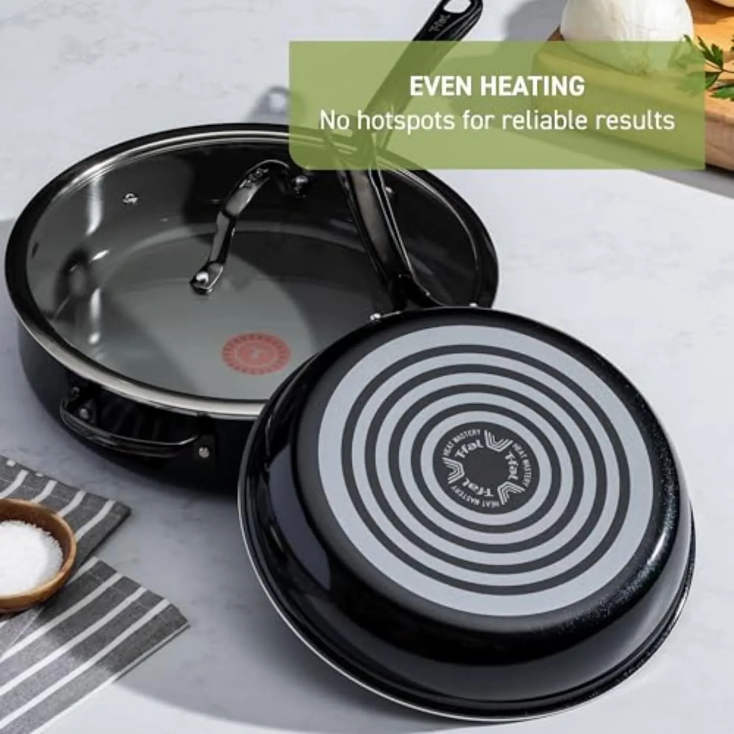 T-fal Preserve Ceramic Nonstick Frying Pan 2-Pc Set, 8.5" & 11", Made without PFOA and PTFE, Oven Broiler Safe up to 350°F Cookware, InoCeram Glide Technology, Frying Pan Skillet, Pots & Pans, Black