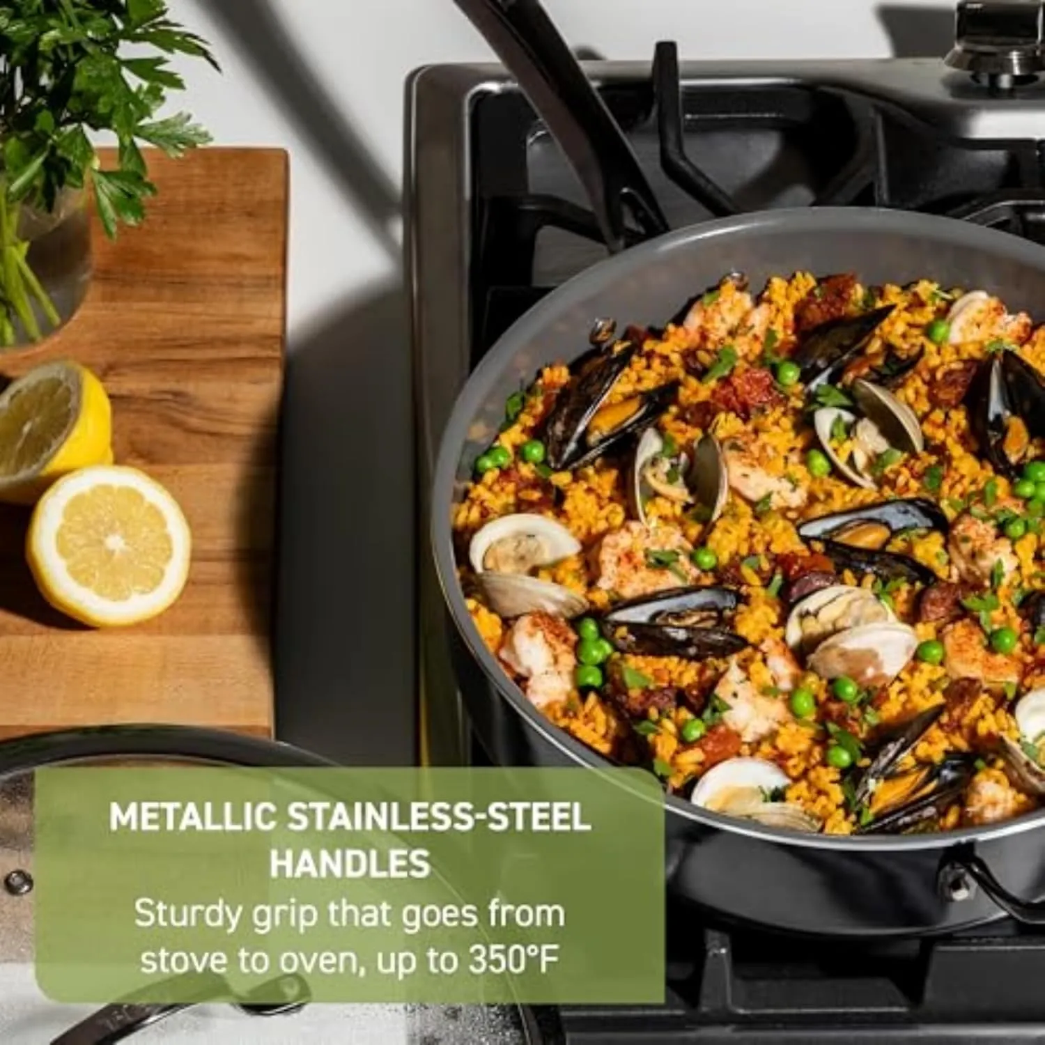 T-fal Preserve Ceramic Nonstick Frying Pan 2-Pc Set, 8.5" & 11", Made without PFOA and PTFE, Oven Broiler Safe up to 350°F Cookware, InoCeram Glide Technology, Frying Pan Skillet, Pots & Pans, Black