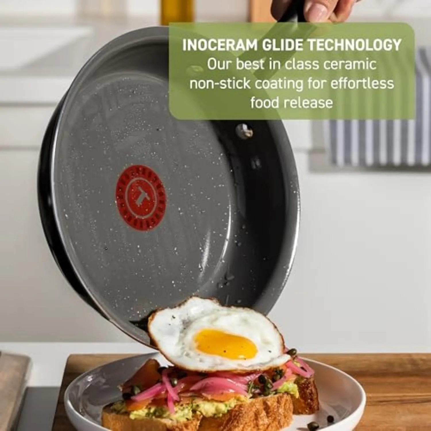 T-fal Preserve Ceramic Nonstick Frying Pan 2-Pc Set, 8.5" & 11", Made without PFOA and PTFE, Oven Broiler Safe up to 350°F Cookware, InoCeram Glide Technology, Frying Pan Skillet, Pots & Pans, Black