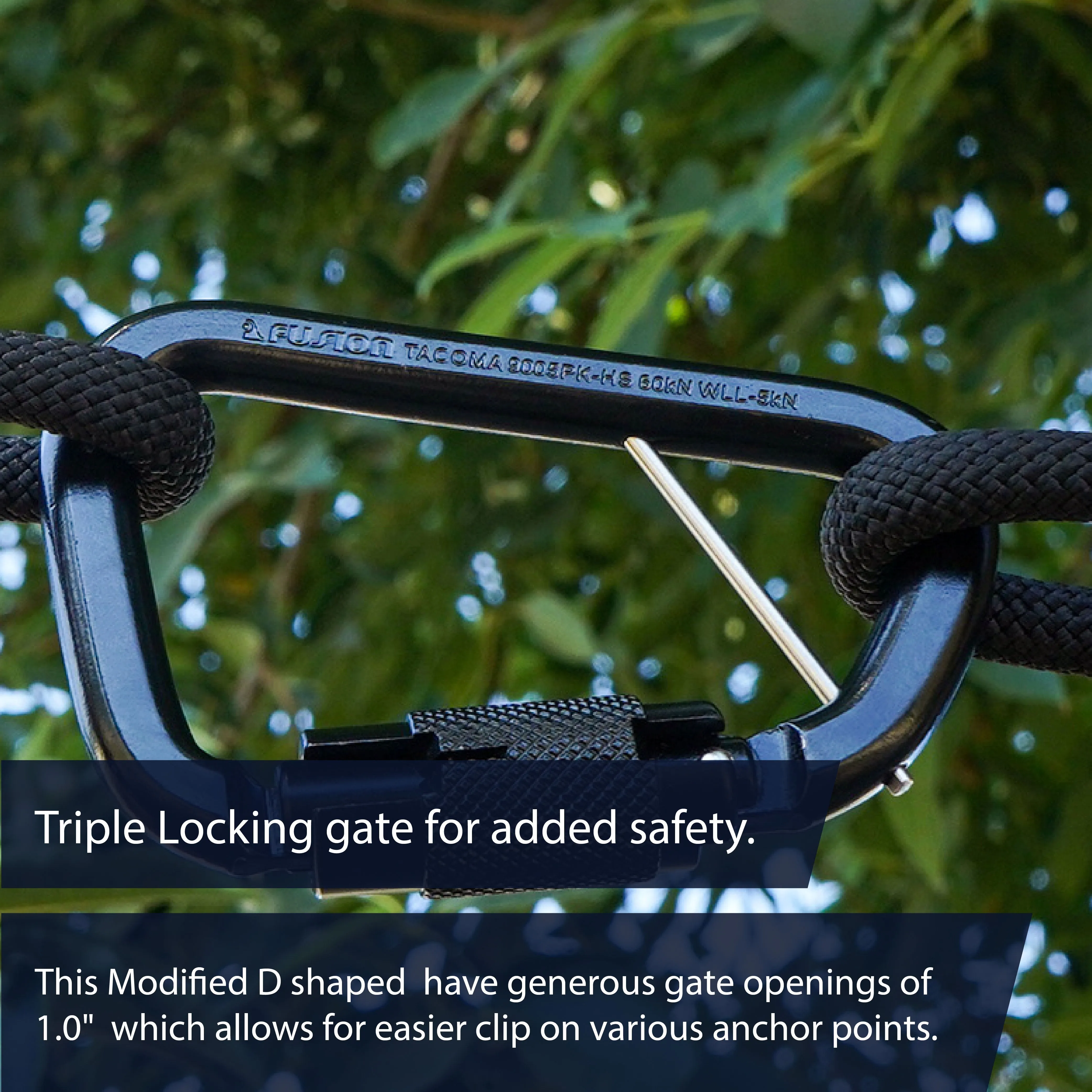 Tacoma Heavy Duty 60KN - Triple Lock Carabiner - Black