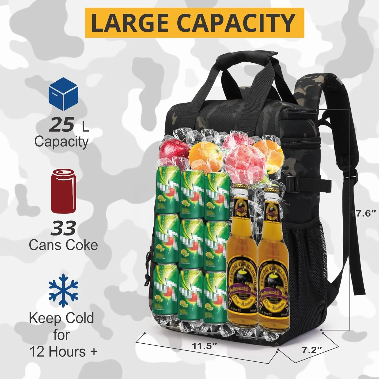 Tactical Backpack Cooler,Lunch Backpack for Men Adults Work with Handle，Soft Cooler Backpack Insulated Waterproof Leak Proof