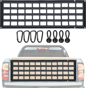 Tailgate Net for Pickup Truck Bed - Cargo Trucks Bed Divider for Full Size Truck 60'' x 18'' (Black) - Mesh Tail gate Competible with Chevy, Ford, Tacoma, Toyota, Ram,PVC Tarpaulin