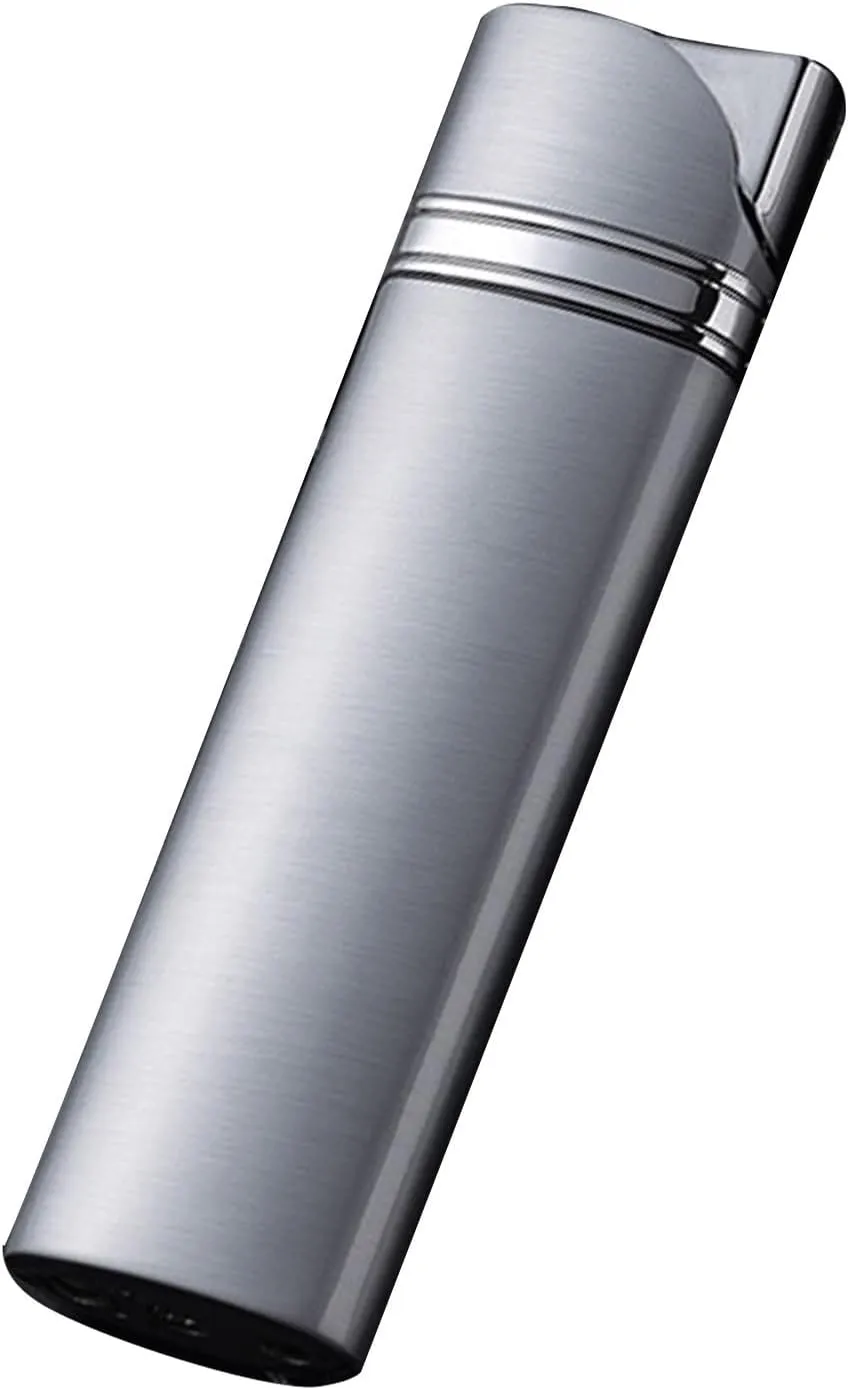 TARVIT Mini Thin Butane Lighter，Windproof Jet red Flame Cigarettes Lighter，Can be Placed in a Cigarette Box Portable Metal Torch Lighters Women/Men's Gifts (Color : Silver)
