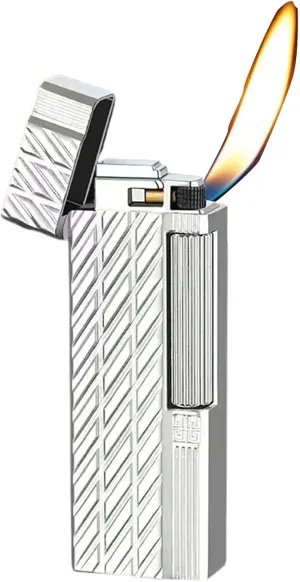 TARVIT Soft Flame Lighter Butane Refillable Gas Lighter with Adjustable Flame Tools and Replaceable Flints ， Metal Lighter for Cigarette/Cigar/Candle 【No Gas】 (Color : Silver Rhombus)