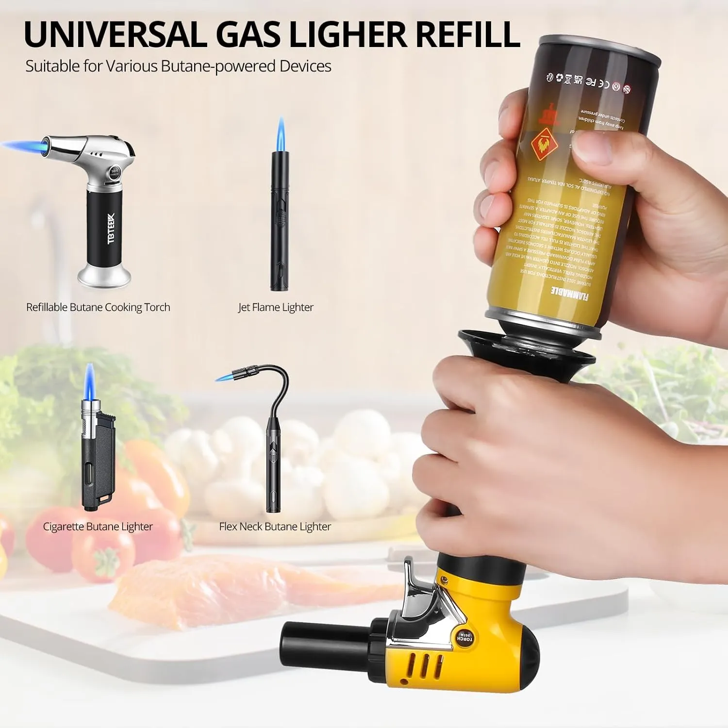 TBTeek Butane Refill, Ultra-Refined Lighter Fluid Refill, Butane Fuel Refill, Butane Canister for Torch Lighter, Butane Torch, Kitchen Blow Torch (2 Can)