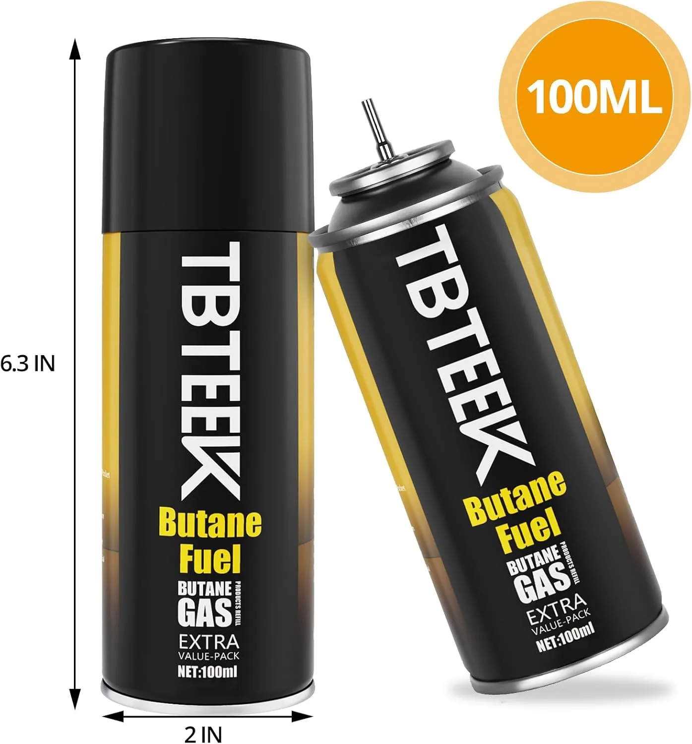 TBTeek Butane Refill, Ultra-Refined Lighter Fluid Refill, Butane Fuel Refill, Butane Canister for Torch Lighter, Butane Torch, Kitchen Blow Torch (2 Can)