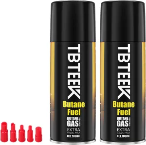 TBTeek Butane Refill, Ultra-Refined Lighter Fluid Refill, Butane Fuel Refill, Butane Canister for Torch Lighter, Butane Torch, Kitchen Blow Torch (2 Can)