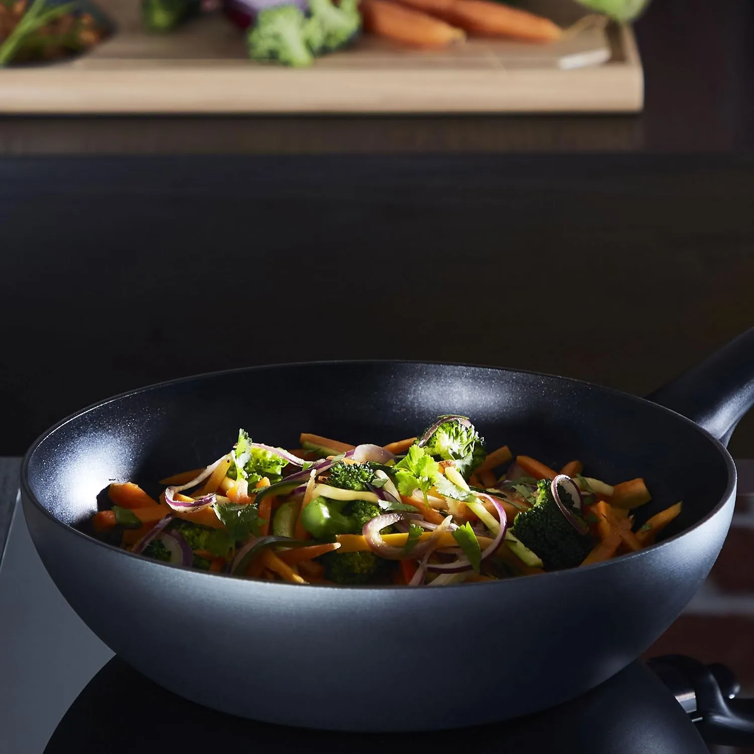 Tefal B55519 Easy Cook and Clean Wok Pan 28 cm | Non-Stick Coating | Safe | Thermal Signal | Stable Base | Ideal Shape | Healthy Cooking | Black