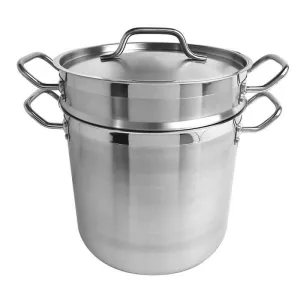Thundergroup 12 qt Double Boiler (3 PC/SET), Stainless Steel, Encapsulated Base, Standard Electric, Gas Cooktop, Halogen & Induction Ready